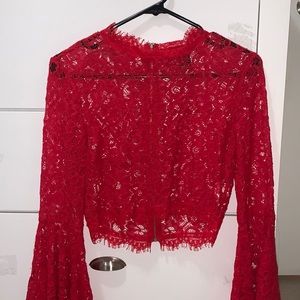 Lacey Crop Top With Bell Sleeves